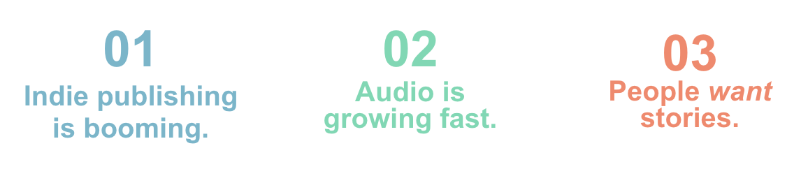 1 indie publishing is booming. 2 audio is growing fast. 3 people want stories