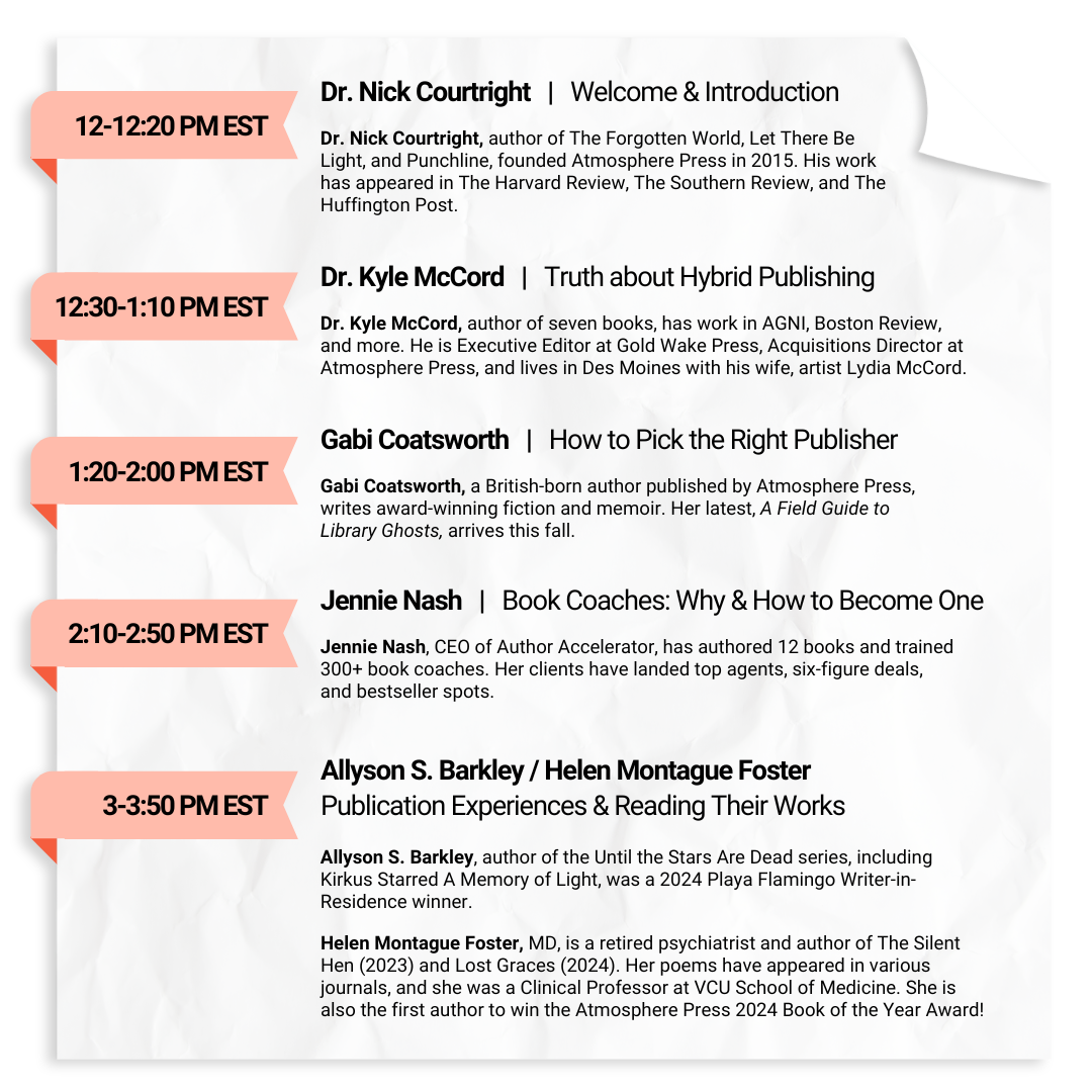 Atmosphere Press Writers Summit 2025: Day One Schedule